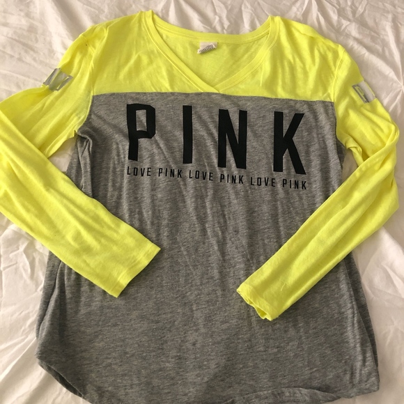 VS PINK Long Sleeve V-Neck Tee - Picture 1 of 4